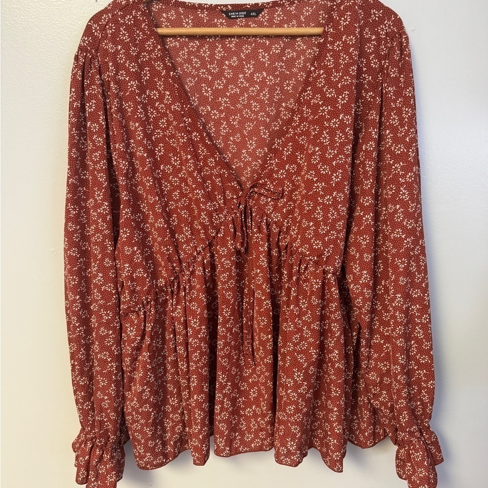 0424-30 Shein Curve Rust Top